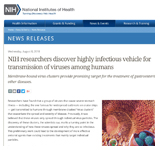 NIH researchers discover highly infectious vehicle for transmission of viruses among humans
